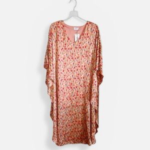 Adrienne Multicolor Celine Maxi Dress Caftan Artsy Cruise Vacation Sz M / L